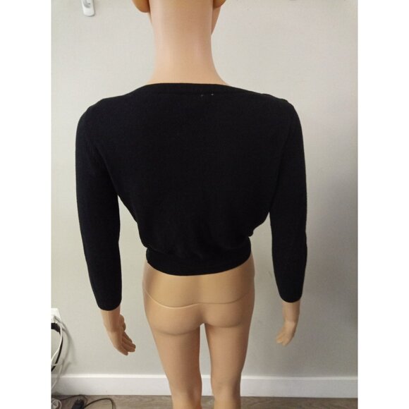Candie's Junior's Black Cropped Cardigan Sweater Size Small - Picture 3 of 4